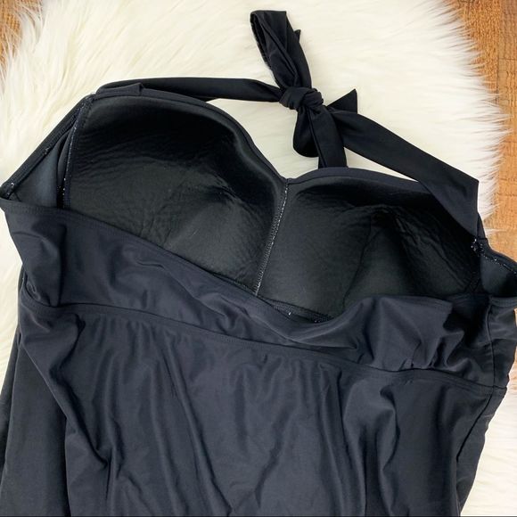 Halter Swim Suit Plus Sz 24W One Piece Black Blue - Picture 5 of 8